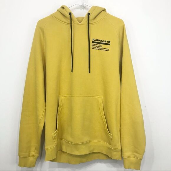 Alphalete Yellow Black Hooded Pullover Sweatshirt - Picture 6 of 13